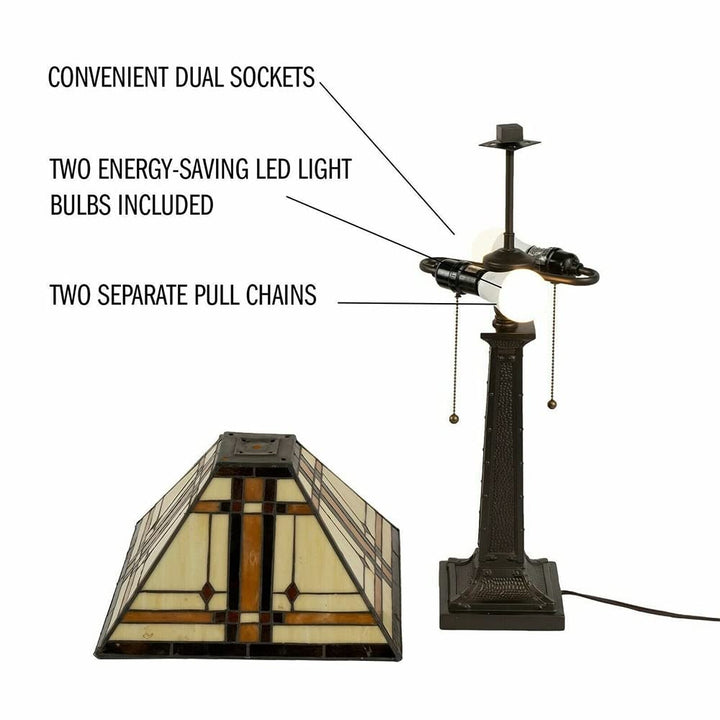 Glass Egyptian Style Metal Table Lamp Vintage Lighting 14" X 24" Brown Modern - Diamond Home USA