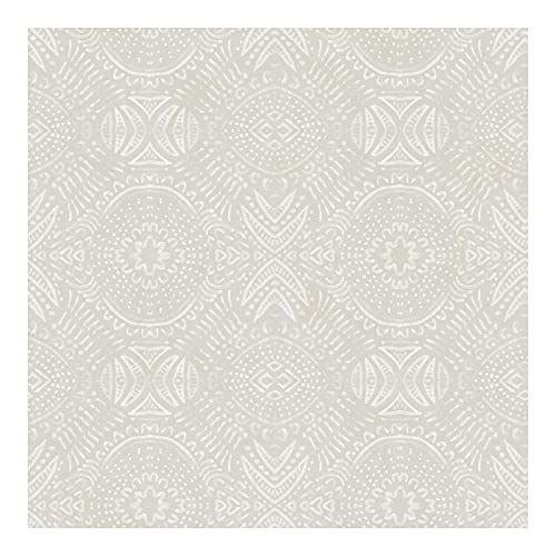 Light Grey Medallion Wallpaper 20.5 X Geometric Farmhouse Washable