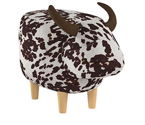 Christopher Knight Home Bessie Patterned Velvet Cow Ottoman Milk Cow / White