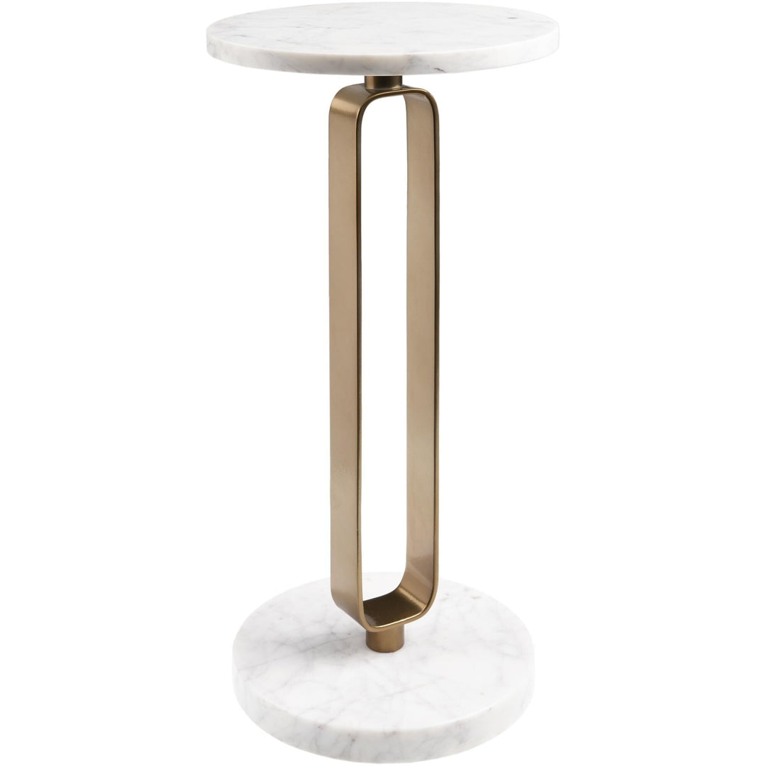 Marble End Table 24" h X 12" w 12" d Gold Modern Contemporary Round Metal - Diamond Home USA