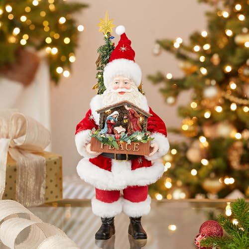 Kurt Adler 13-Inch Fabriché Battery-Operated LED Santa with Nativity Set - Diamond Home USA