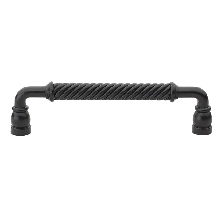 6.25 in. Center Twisted Steel Pull Cabinet Handle (Pack of 10) Black Rustic