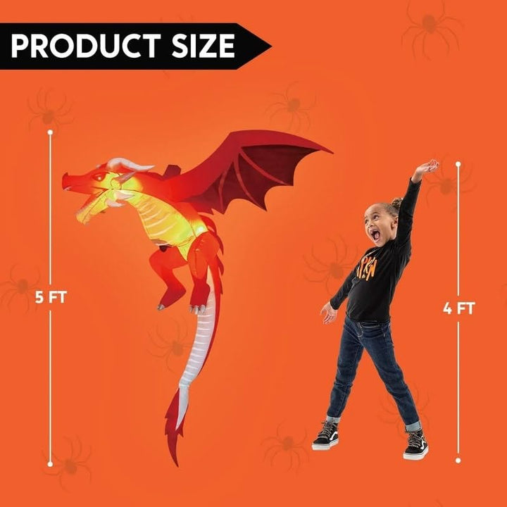 5 Ft Halloween Inflatable Hanging Flying Dragon Polyester - Diamond Home USA