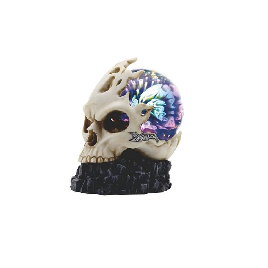 6.75" h Skull with Led Light Glass Globe Statue Fantasy Decoration Figurine