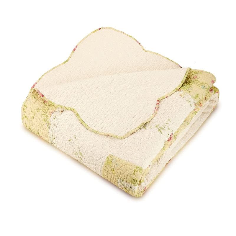 Prairie Bloom King Bedspread Off/White Floral Cottage Cotton 1 Piece - Diamond Home USA