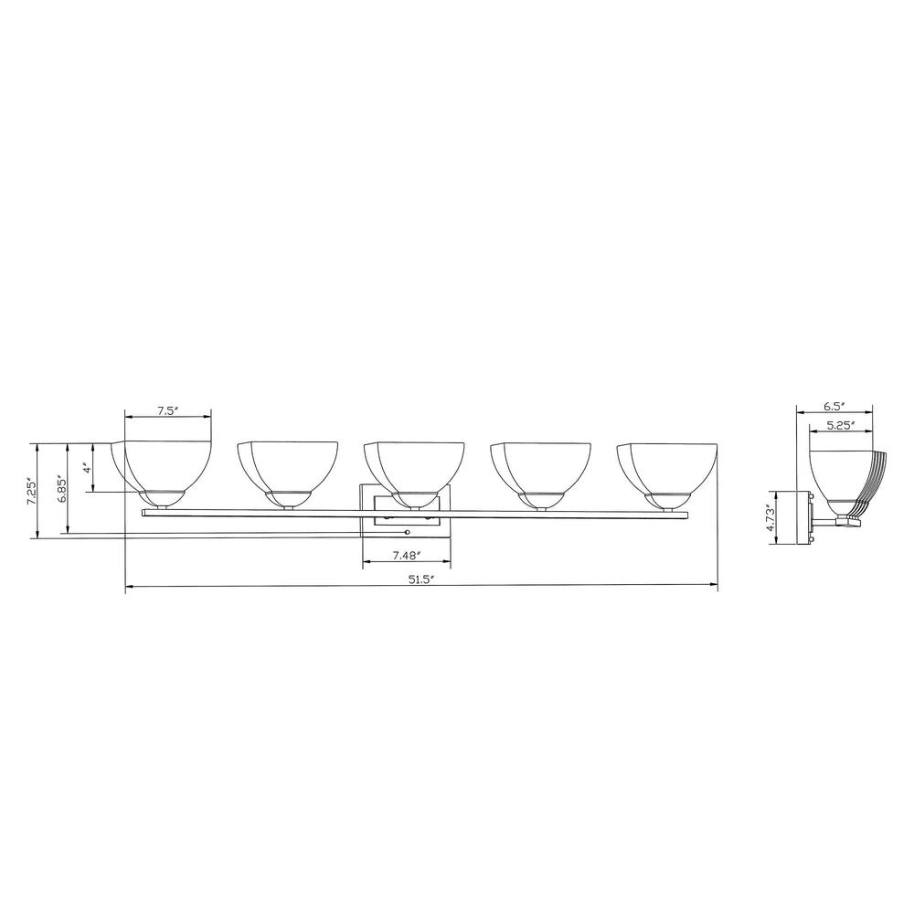 Forte 5744-05-55 Five Light Bath Bracket Silver - Diamond Home USA
