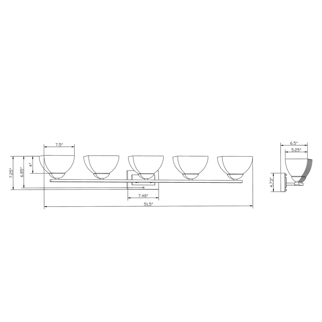 Forte 5744-05-55 Five Light Bath Bracket Silver - Diamond Home USA