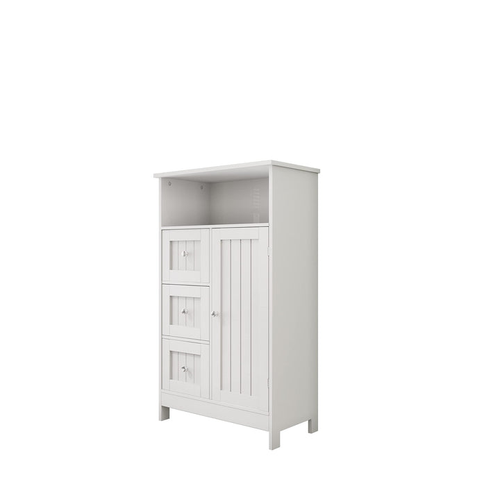 Bathroom Standing Storage Cabinet with 3 Drawers White Modern Contemporary Wood - Diamond Home USA