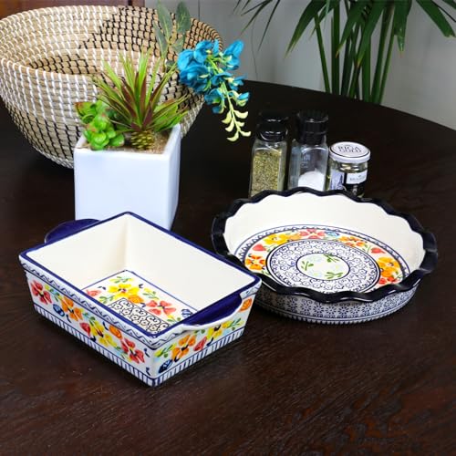 Gibson Luxembourg 10.5 inch Pie Dish and 10 inch Bakeware set in stoneware - Diamond Home USA