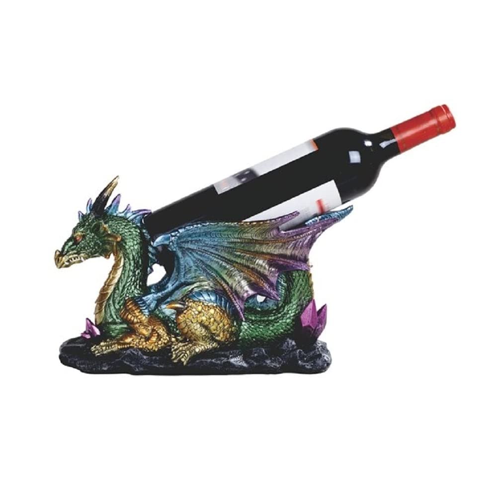 11" w Green Dragon Wine Rack Bottle Holder Dining Room Decoration Figurine Multi