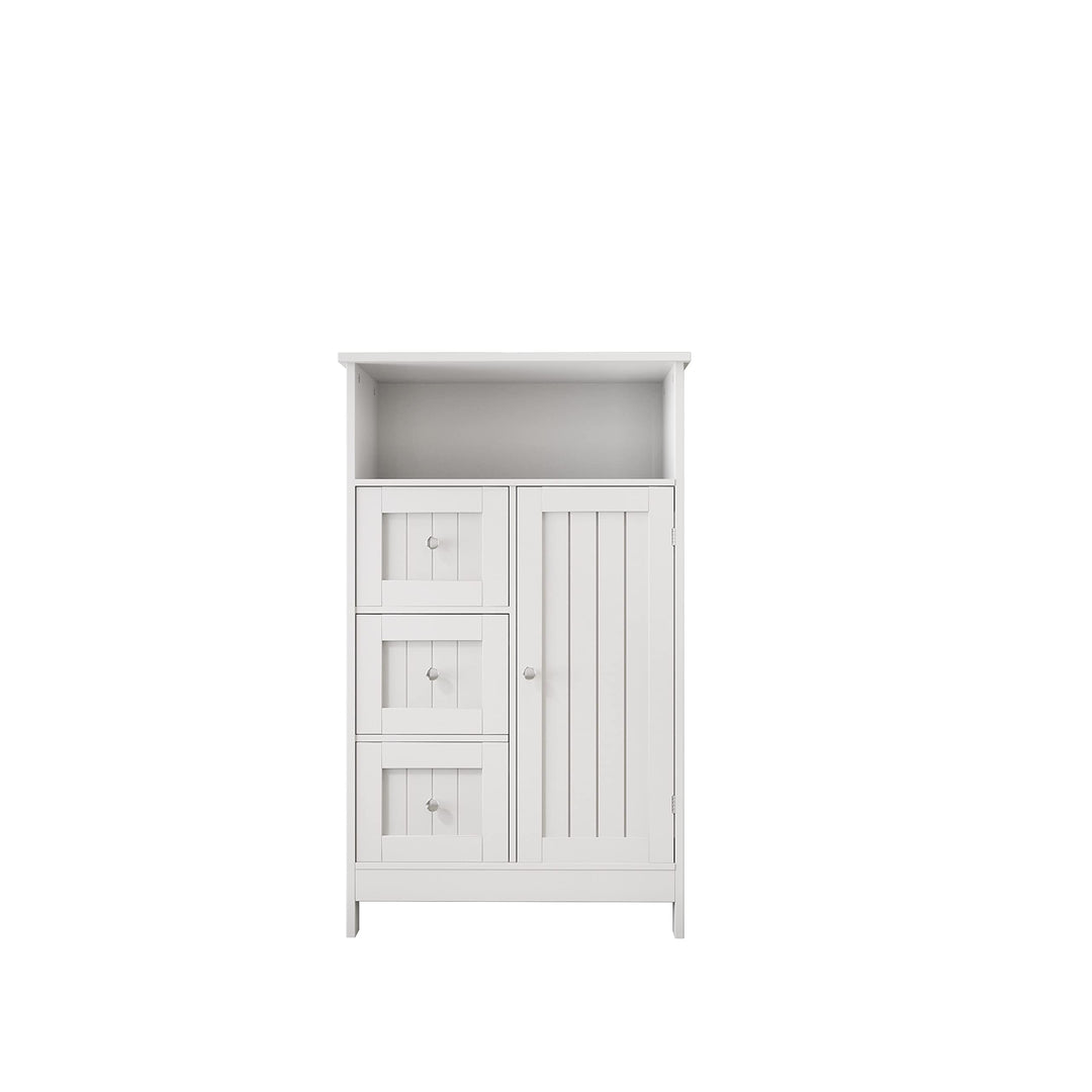 Bathroom Standing Storage Cabinet with 3 Drawers White Modern Contemporary Wood
