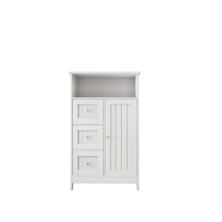 White Bathroom Storage Cabinet with 3 Drawers and 1 Door Modern Contemporary MDF - Diamond Home USA