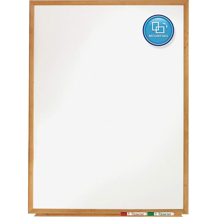 Quartet Whiteboard Non-Magnetic Dry Erase White Board 3' x 2' Total Erase Oak - Diamond Home USA