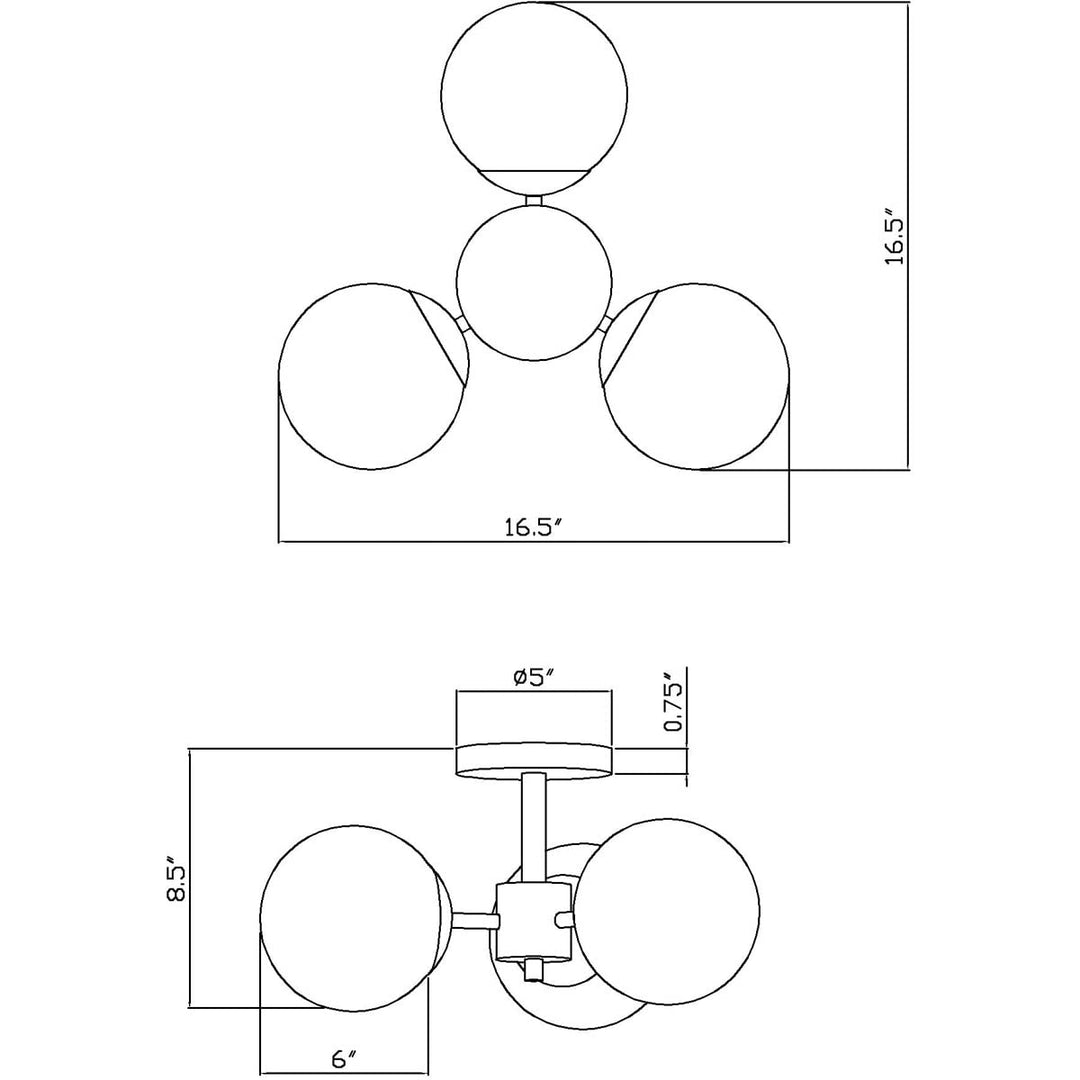 Farrell - 3 Light Semi-Flush Mount in Transitional Style-8.5 Inches Tall and - Diamond Home USA