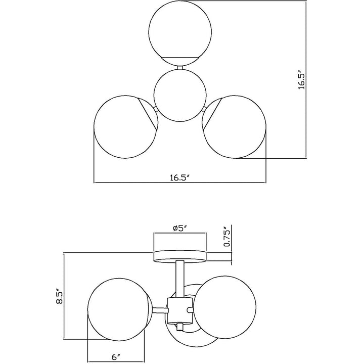 Farrell - 3 Light Semi-Flush Mount in Transitional Style-8.5 Inches Tall and - Diamond Home USA