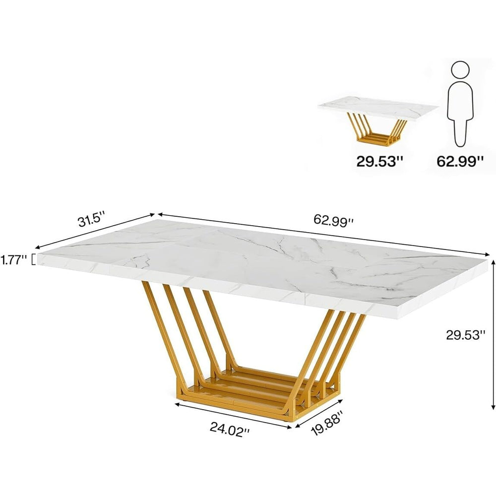 63'' Executive Computer Desk with Metal Base for Home Office Modern Conference - Diamond Home USA