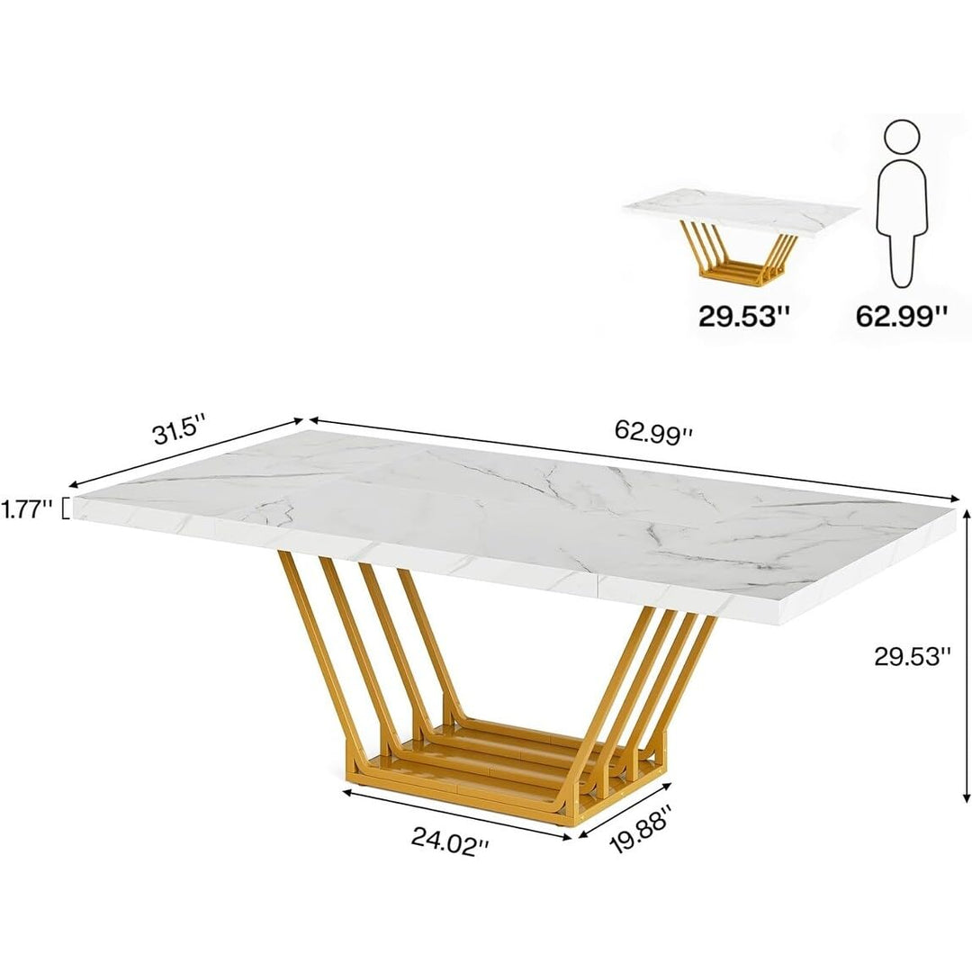63'' Executive Computer Desk with Metal Base for Home Office Modern Conference - Diamond Home USA