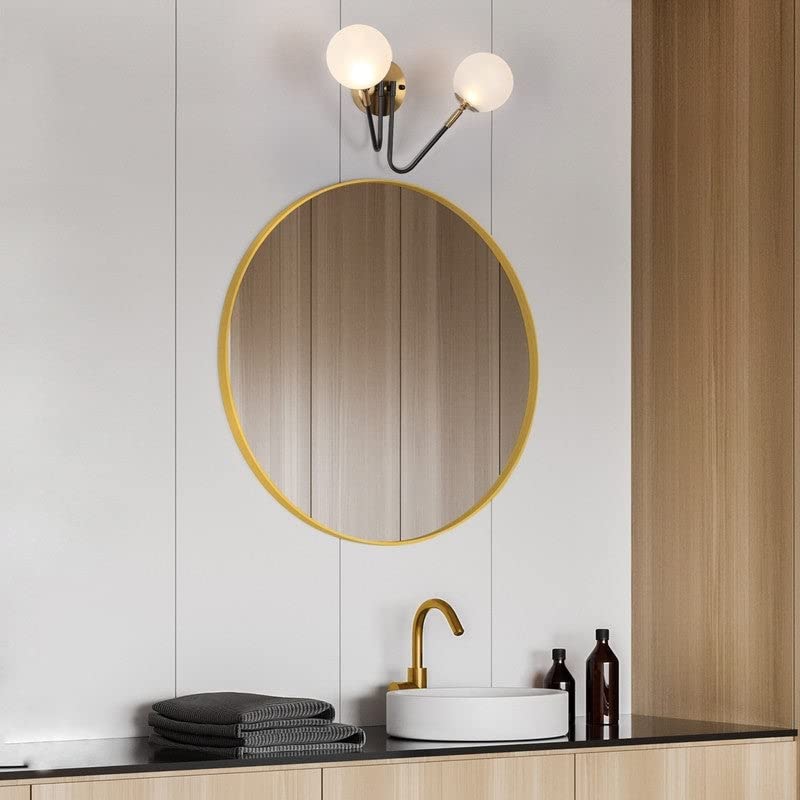 Black Gold 2-Light Led Bathroom Vanity Light Modern Wall Sconce with Frosted - Diamond Home USA