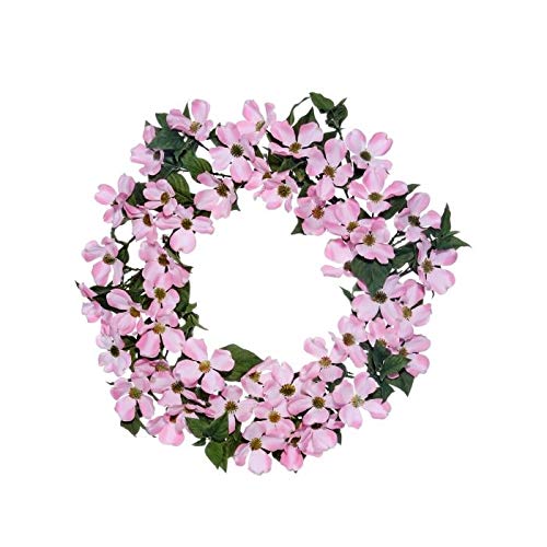 North American Dogwood Wreath 20" Pink Polyester - Diamond Home USA