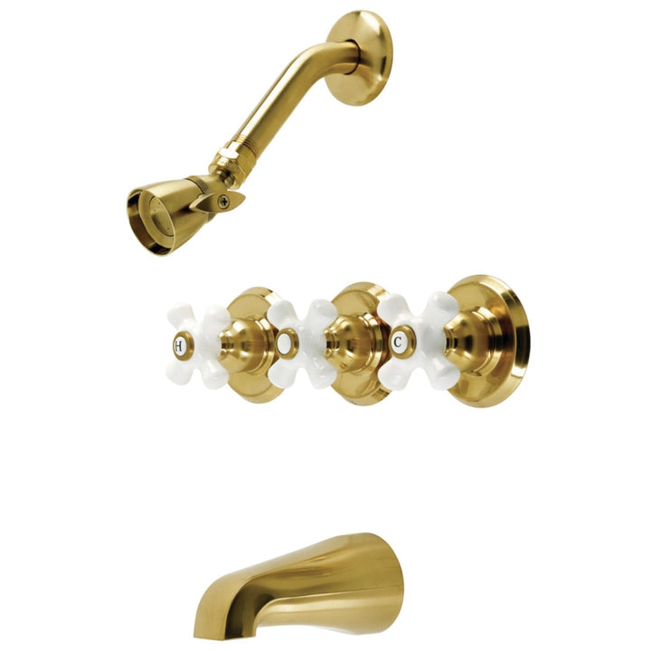 Kingston Brass Victorian Three-Handle Tub and Shower Faucet