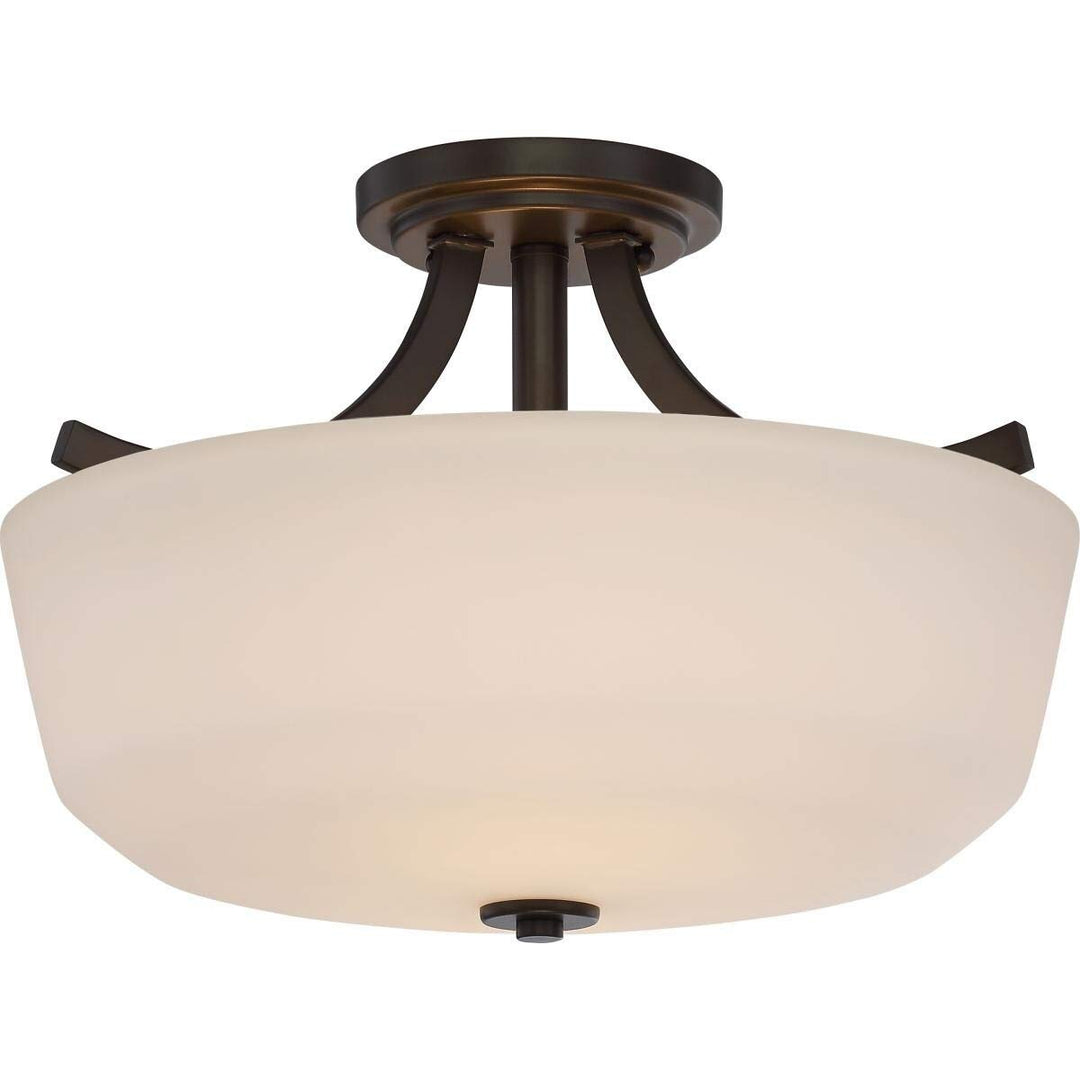 2 Light Semi Flush Brown Traditional Metal Dimmable