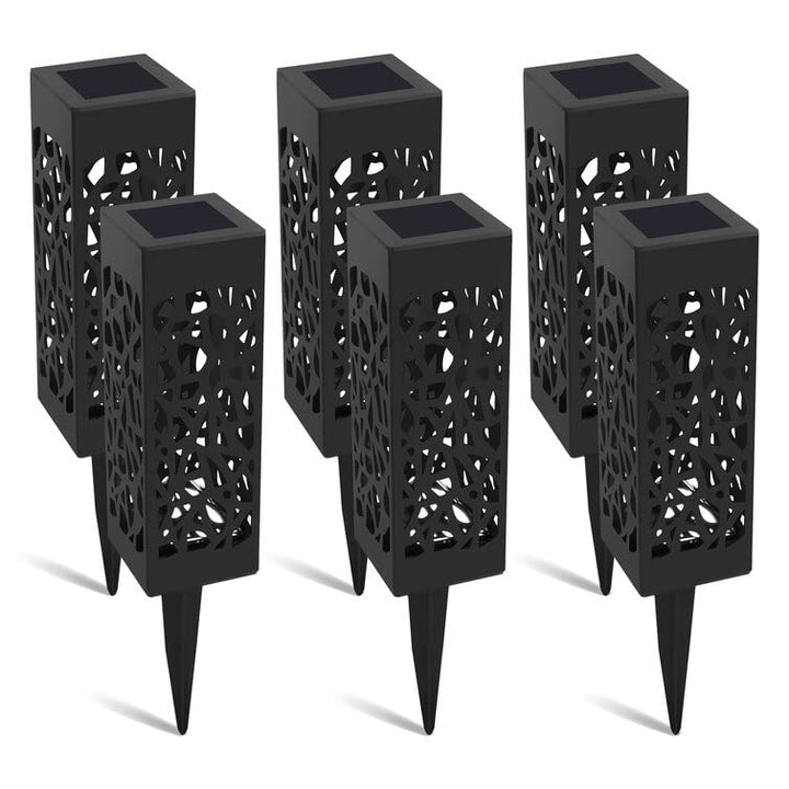 6pk Matte Black Solar Powered tegrated Led Pathway Light Pack Plastic Bulbs