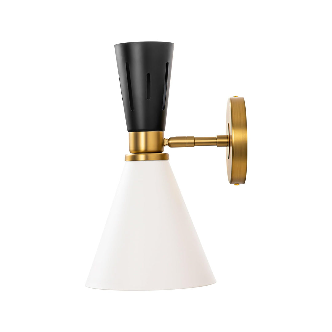 Fern 1-light Modern White/Black Cone Wall Sconce Adjustable Arm Vanity Light for - Diamond Home USA