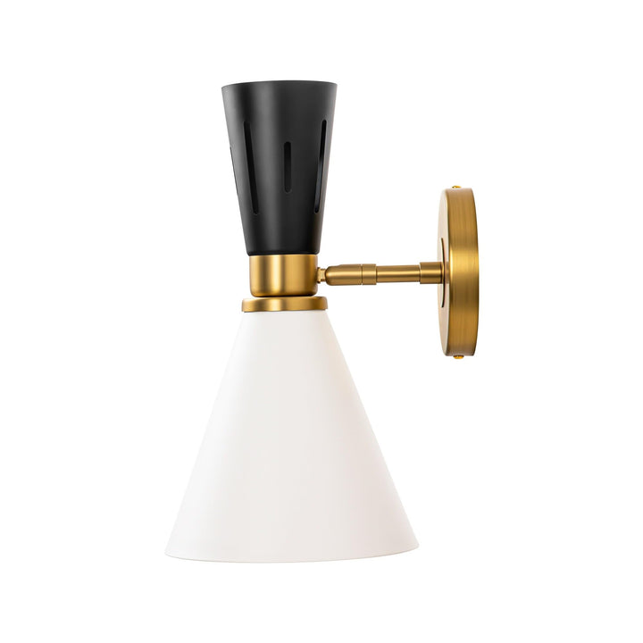 Fern 1-light Modern White/Black Cone Wall Sconce Adjustable Arm Vanity Light for - Diamond Home USA