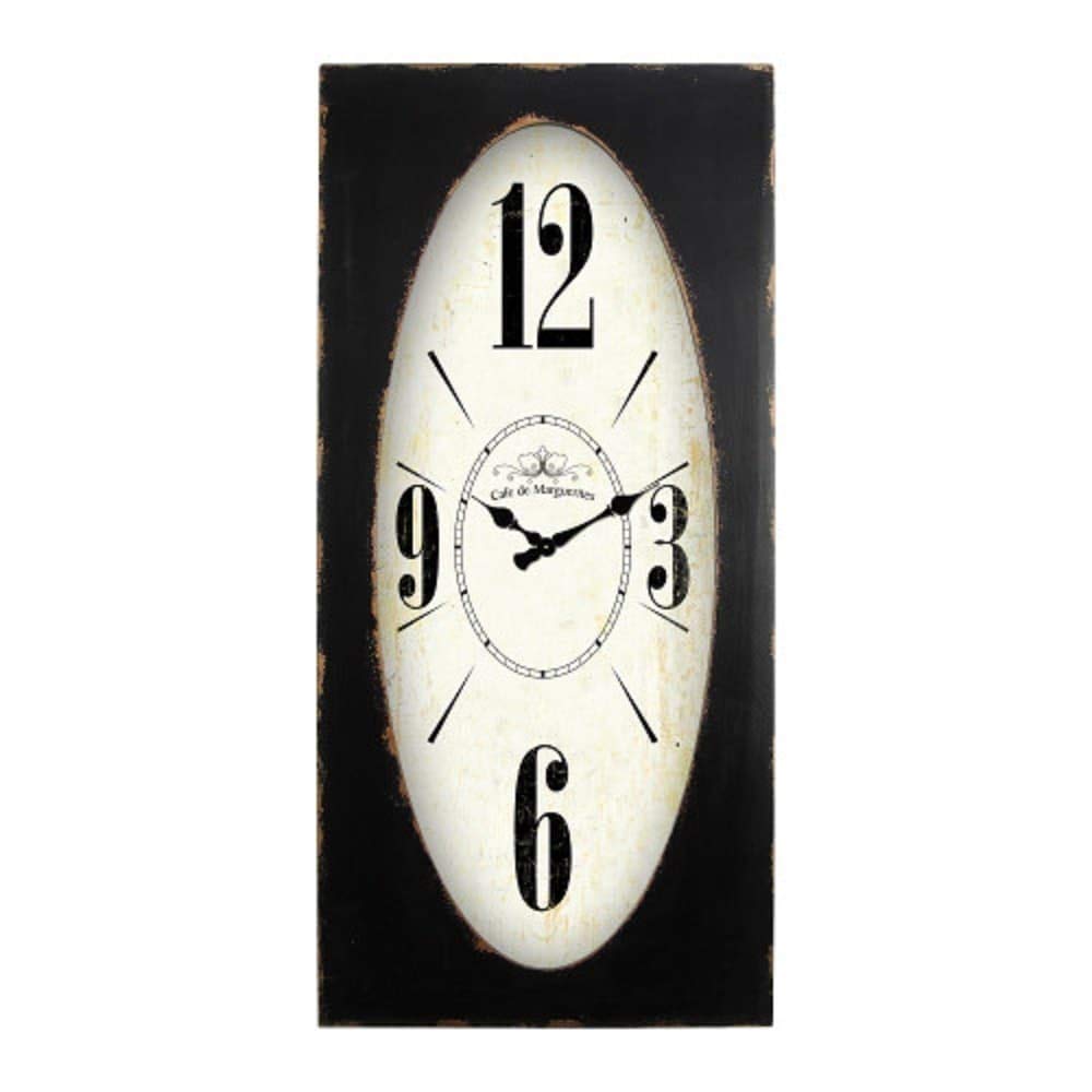 Home Decor Speakeasy Spokes Wall Clock Black White Transitional Rectangular - Diamond Home USA