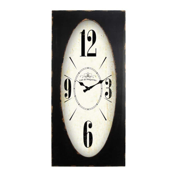 Home Decor Speakeasy Spokes Wall Clock Black White Transitional Rectangular - Diamond Home USA