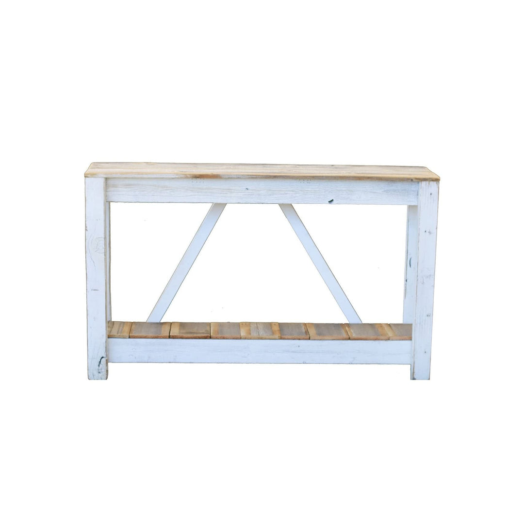 White Combo A-Frame Console Farmhouse Rectangular Reclaimed Wood Natural - Diamond Home USA