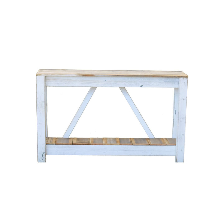 White Combo A-Frame Console Farmhouse Rectangular Reclaimed Wood Natural - Diamond Home USA
