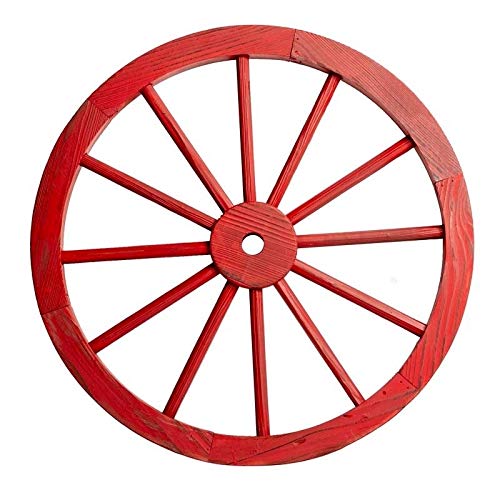 Wooden Wagon Wheel with Antique Red Finish (Set of 2) Farmhouse Wood - Diamond Home USA