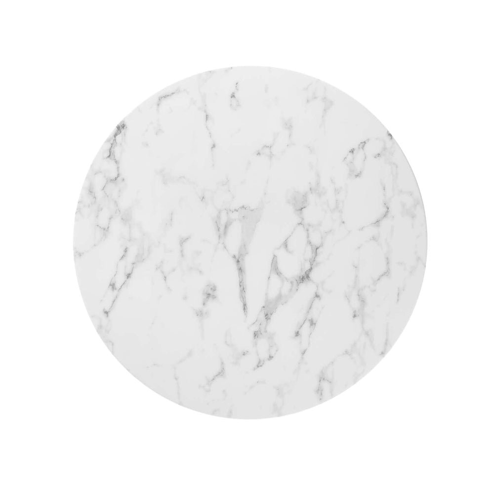 Modway Lippa 36" Mid-Century Dining Table with Round Artificial Marble Top in - Diamond Home USA