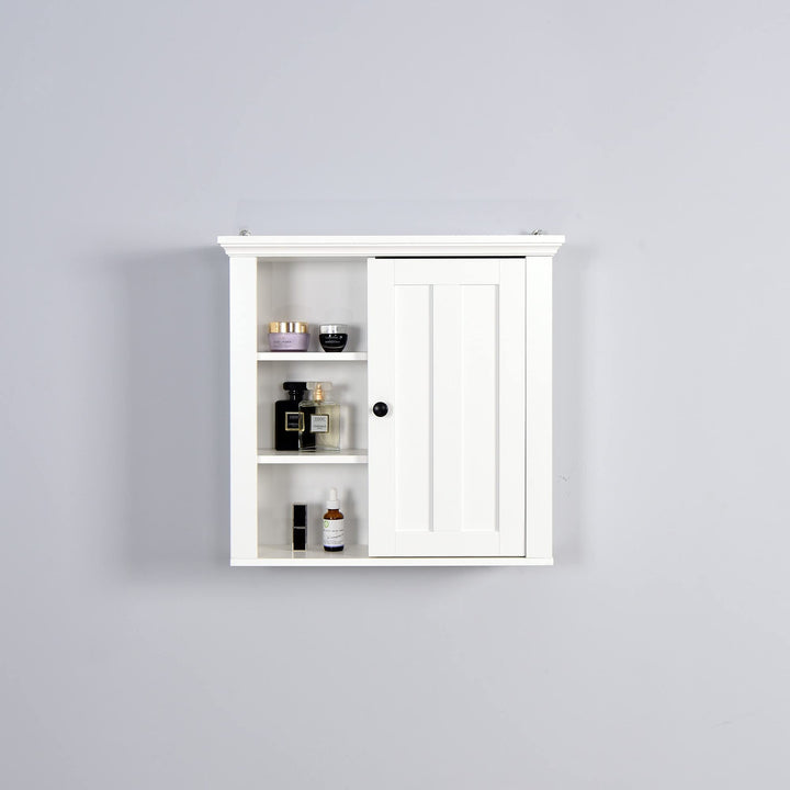 Modern White Bathroom Wooden Wall Cabinet with Door and Shelf Contemporary MDF
