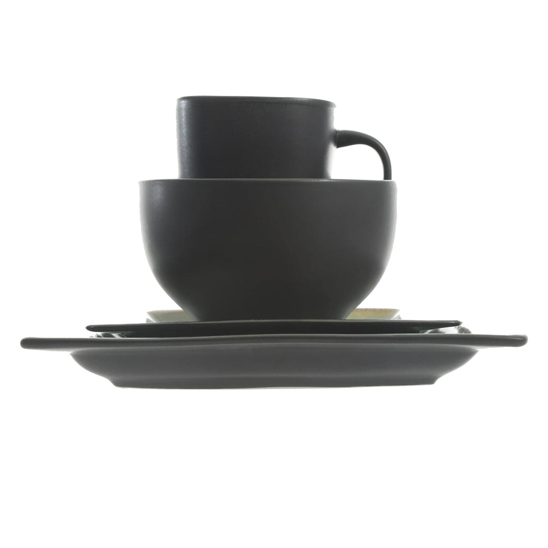 16-piece Dinnerware Set Turquoise Solid Modern Contemporary Round Stoneware 16 - Diamond Home USA