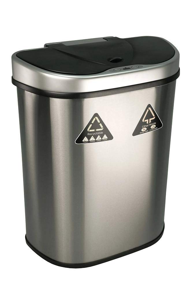 Ninestars DZT-70-R3 Motion Sensor Trash Can Extra Large Silver