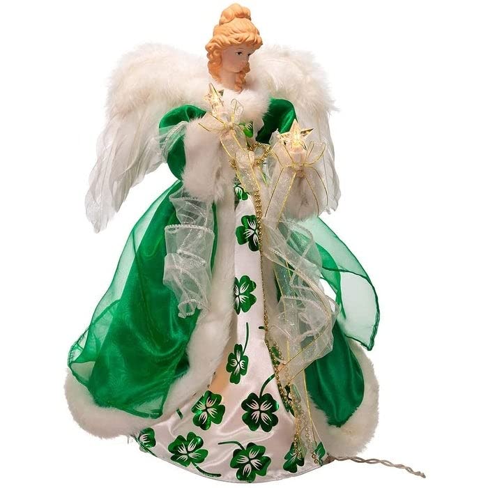 16-inch Ul 10-Light Irish Angel Treetop 16"