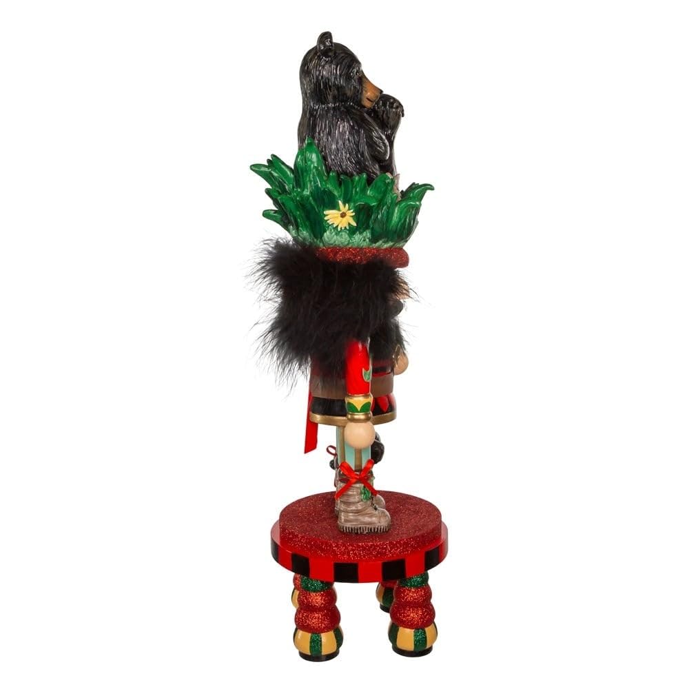 18-inch Hollywood Black Bear Hat Nutcracker Multicolor - Diamond Home USA