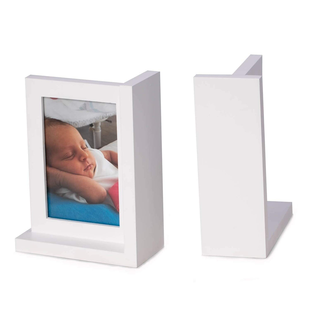 Solid Wood White Picture Frame Book End Rectangle - Diamond Home USA