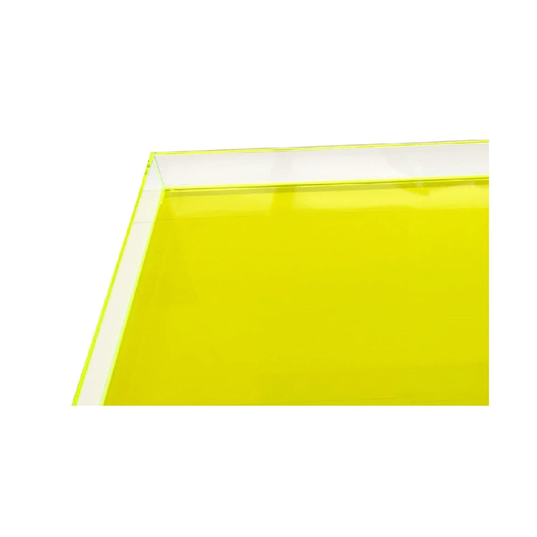 Neon Green Square Tray 9x9x1.25 Solid Color Modern Contemporary Acrylic - Diamond Home USA