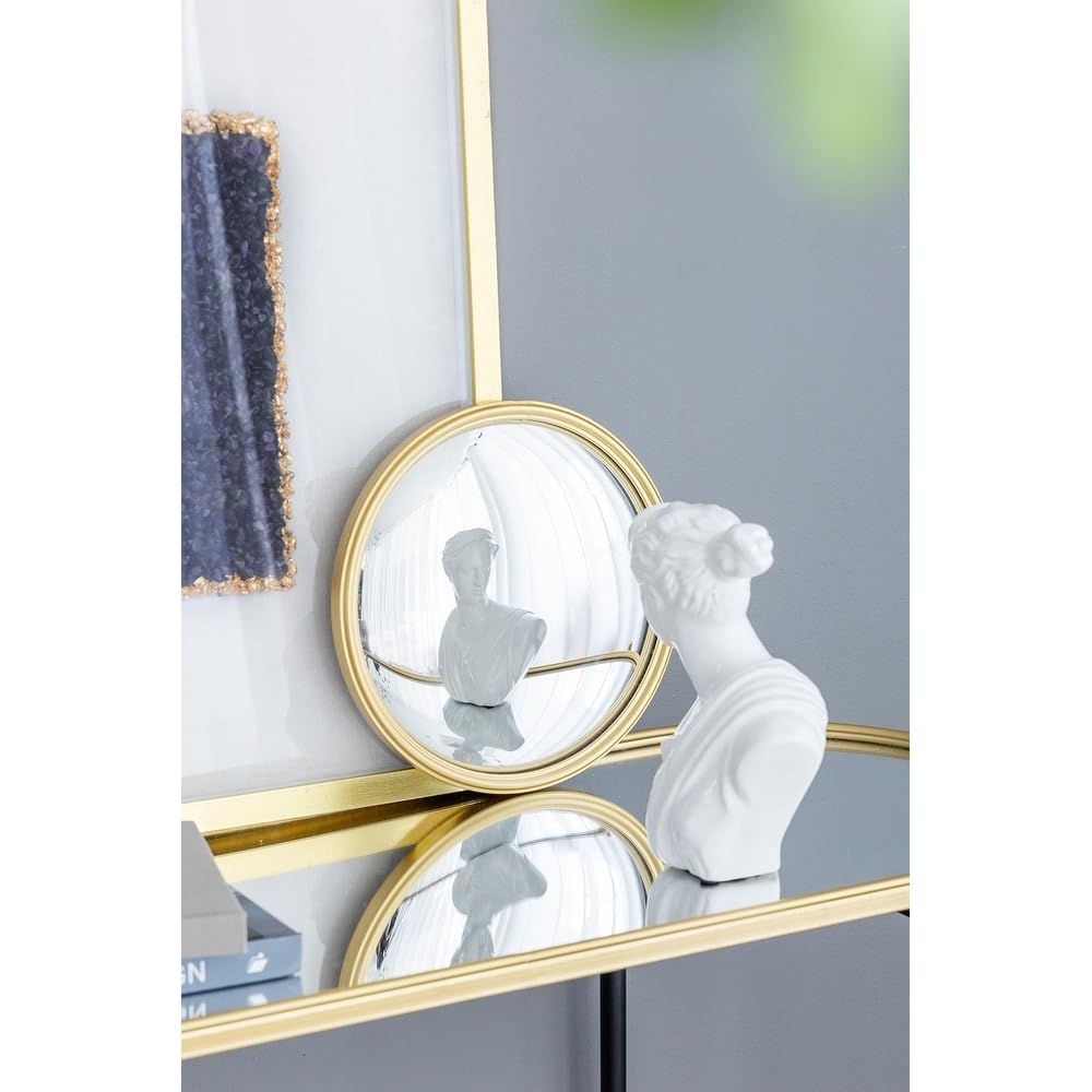 Gold Round Mirror Circle with Iron Frame for Living Room Bedroom Vanity Entryway - Diamond Home USA