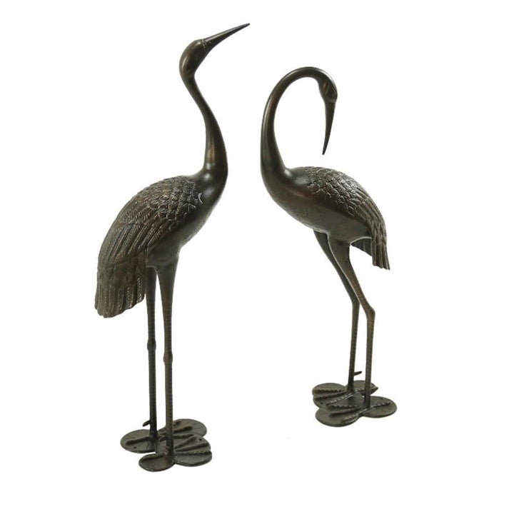 Noble House Scarlet Outdoor Aluminum Crane Garden Statues (Set of 2)