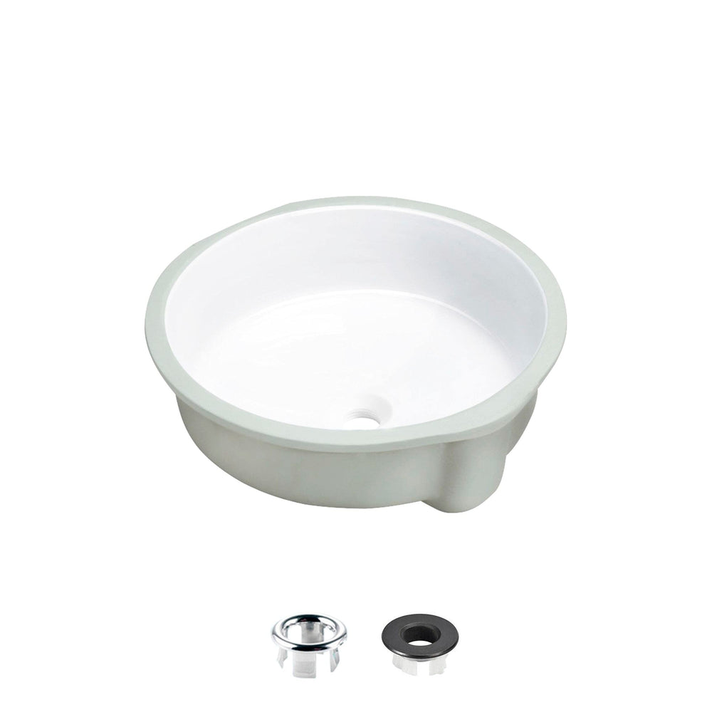Stylish 16 Inch Round Undermount Ceramic Bathroom Sink with 2 Overflow - Diamond Home USA