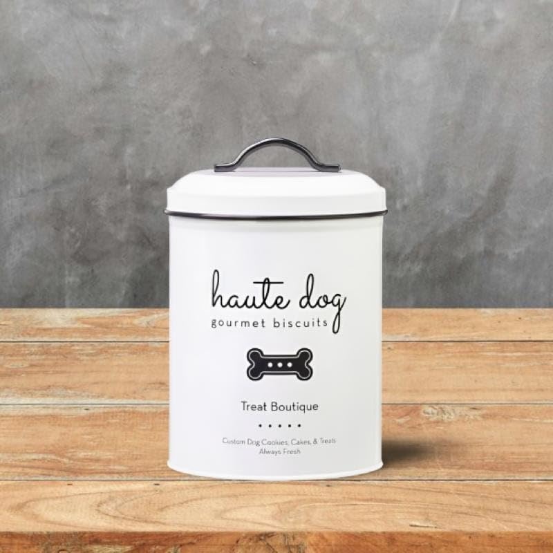 Pet Dog Gourmet Biscuits Storage Canister Food Safe 72 Ounce Black White Solid - Diamond Home USA