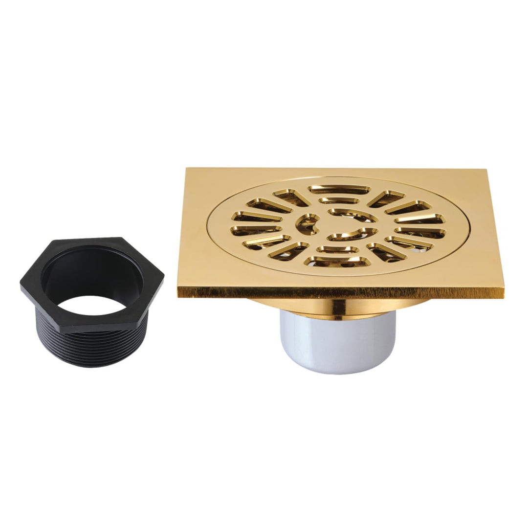 Kingston Brass BSF4267BB Watercourse 4" Square Shower Drain Brushed Brass