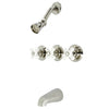 Kingston Brass Victorian Three-Handle Tub and Shower Faucet shed Nickel Polished Nickel