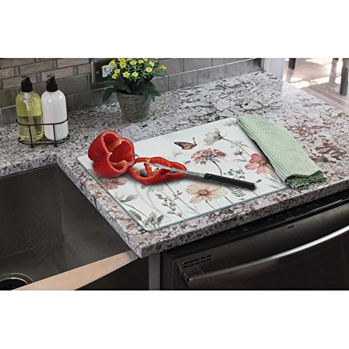 Counter Art Glass Cutting Board/Saver 12"x15" A Country Weekend Multi Color - Diamond Home USA