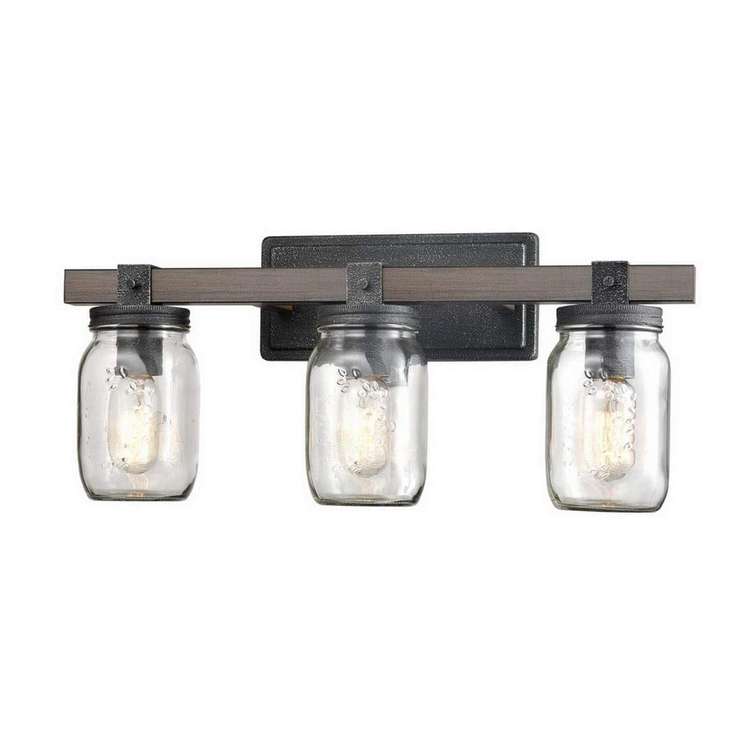 Vintage Mason Jar Bathroom Vanity Lighting 3-Lights Brown Grey Silver - Diamond Home USA