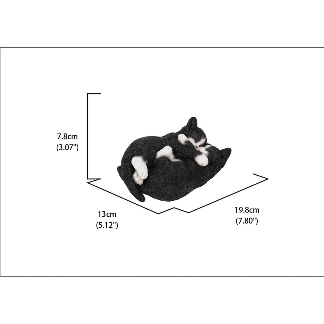 Sleeping Couple Cats Black and White Ultra Realistic Garden Statue Multi Color - Diamond Home USA